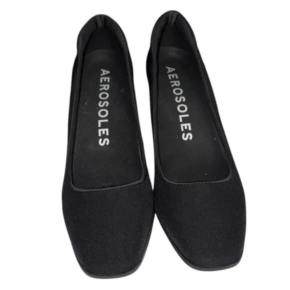 Aerosoles Casta Mid Heel Pump MSRP $89 Black Stretch Fabric Women's Size 9 - Picture 1 of 6